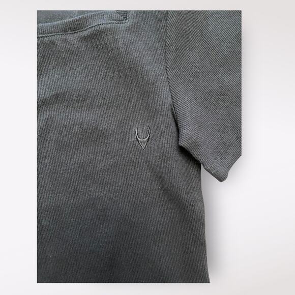 Fang Essential Square Neck Ribbed Tee‎ Mens Size Small Black Basic - Picture 8 of 8